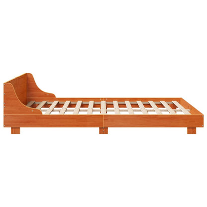 Cadre de lit sans matelas cire marron 160x200cm bois pin massif