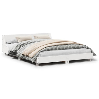 Cadre de lit sans matelas blanc 150x200 cm bois de pin massif