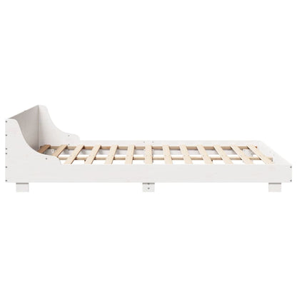 Cadre de lit sans matelas blanc 150x200 cm bois de pin massif