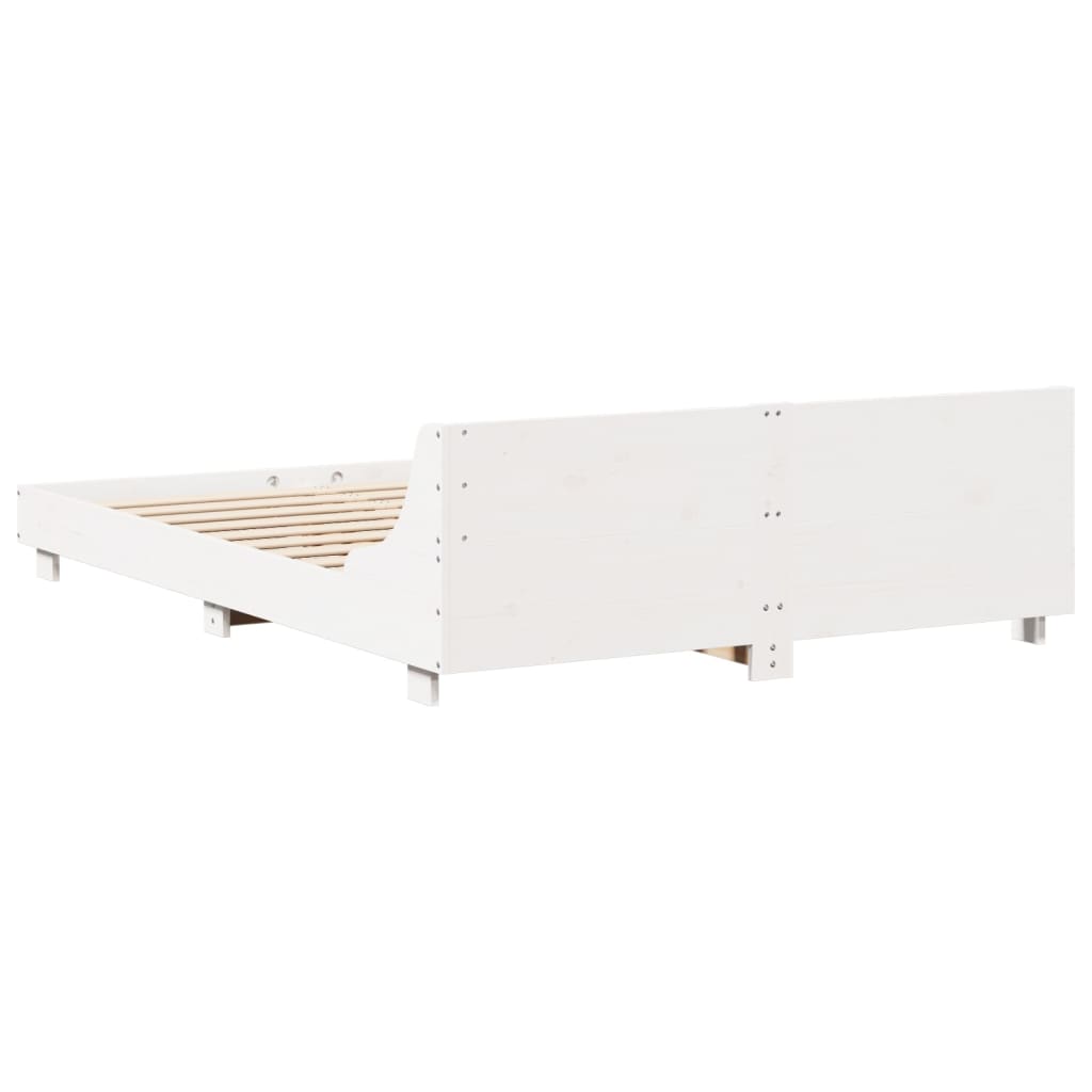 Cadre de lit sans matelas blanc 150x200 cm bois de pin massif