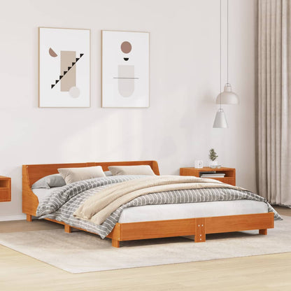 Cadre de lit sans matelas cire marron 120x200cm bois pin massif