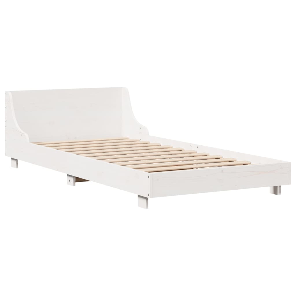 Cadre de lit sans matelas blanc 100x200 cm bois de pin massif