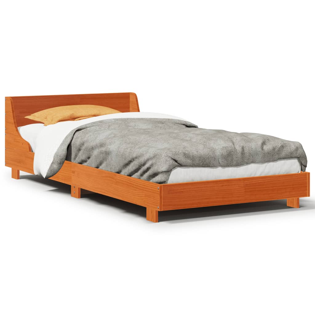 Cadre de lit sans matelas cire marron 100x200cm bois pin massif