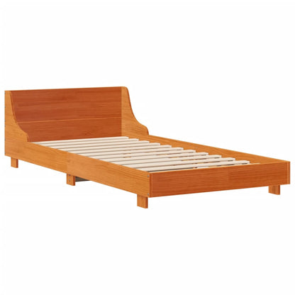 Cadre de lit sans matelas cire marron 100x200cm bois pin massif