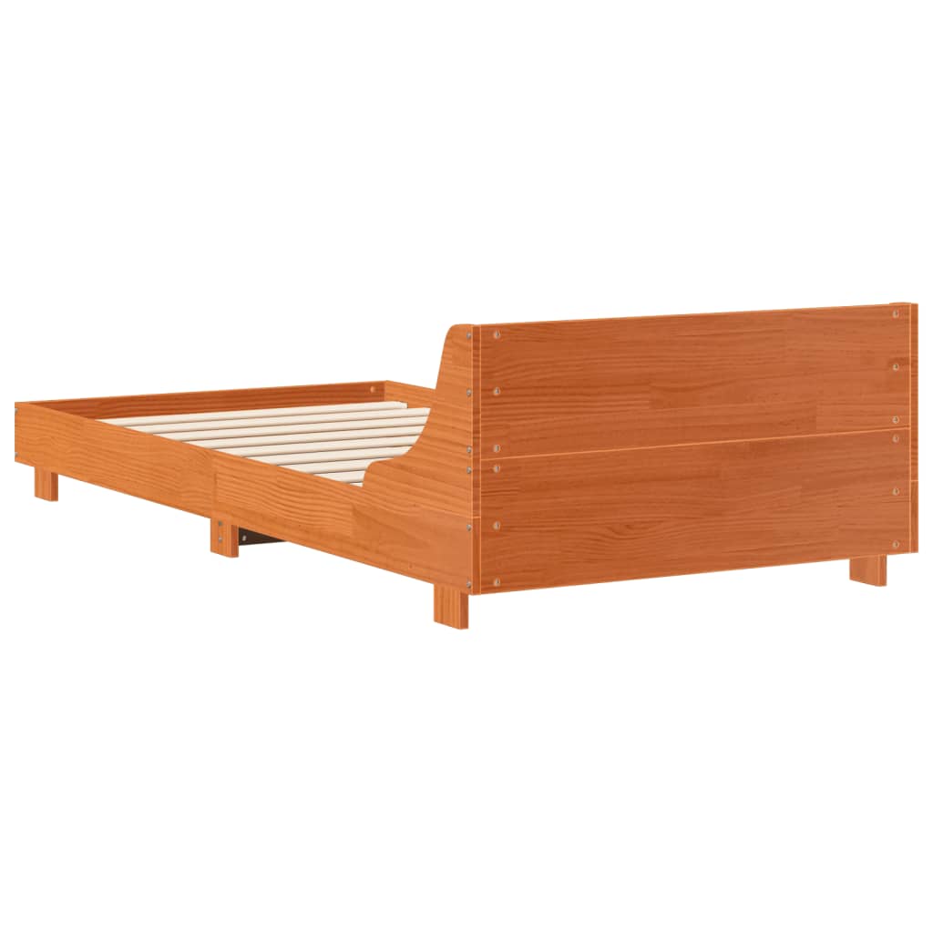 Cadre de lit sans matelas cire marron 100x200cm bois pin massif