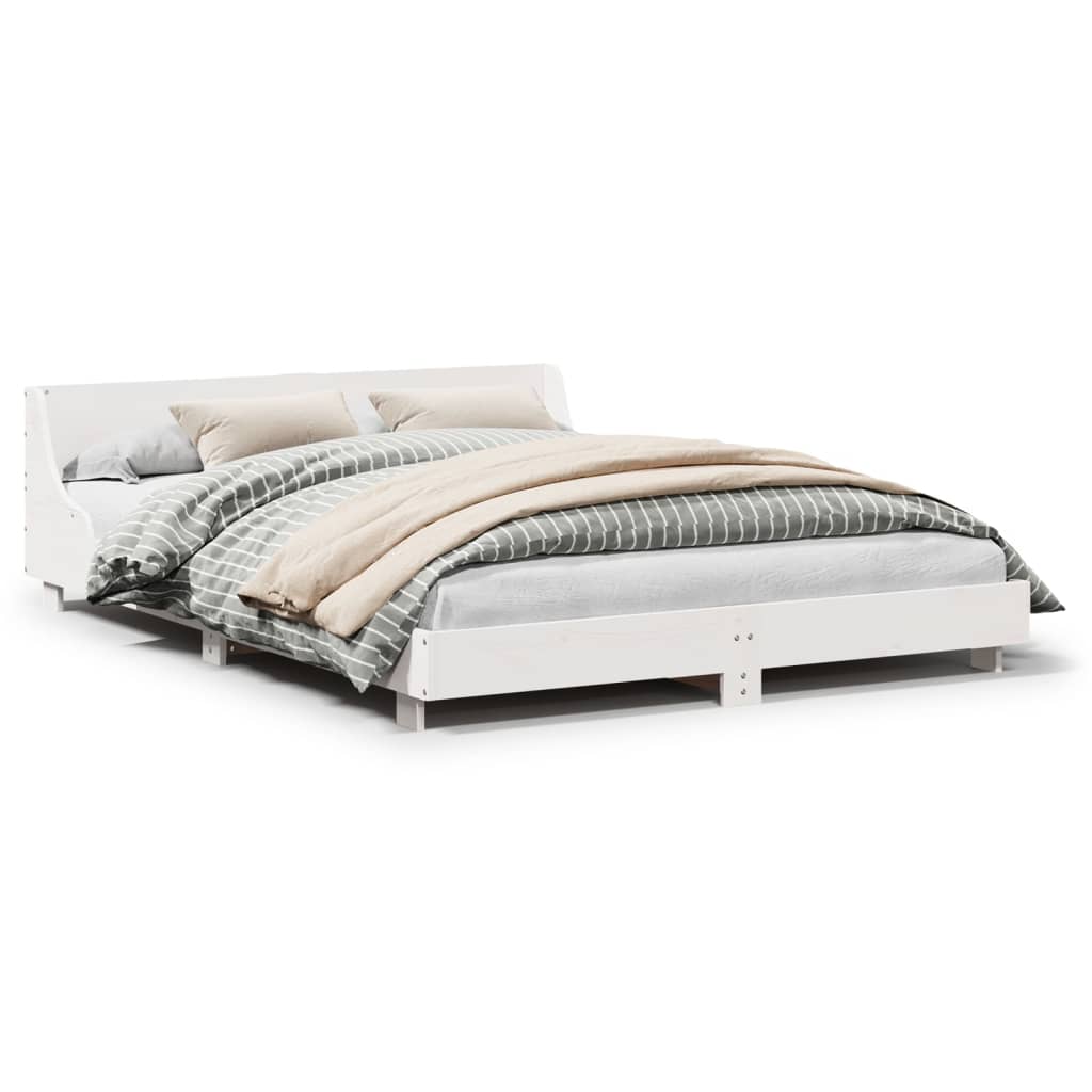 Cadre de lit sans matelas blanc 135x190 cm bois de pin massif