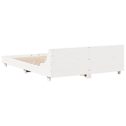 Cadre de lit sans matelas blanc 135x190 cm bois de pin massif