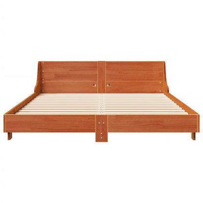 Cadre de lit sans matelas cire marron 135x190cm bois pin massif