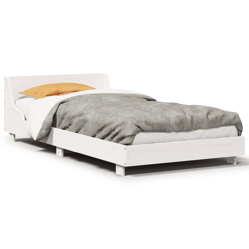 Cadre de lit sans matelas blanc 90x190 cm bois de pin massif