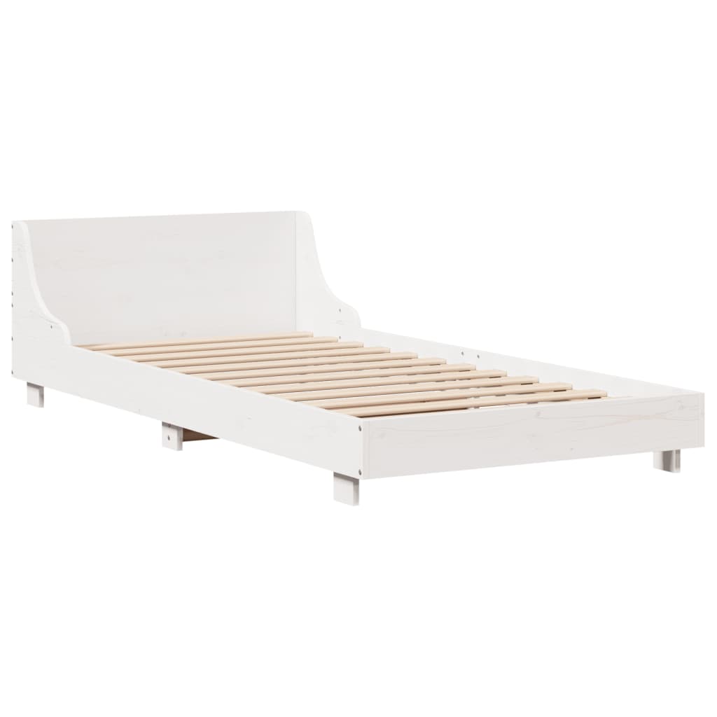 Cadre de lit sans matelas blanc 90x190 cm bois de pin massif