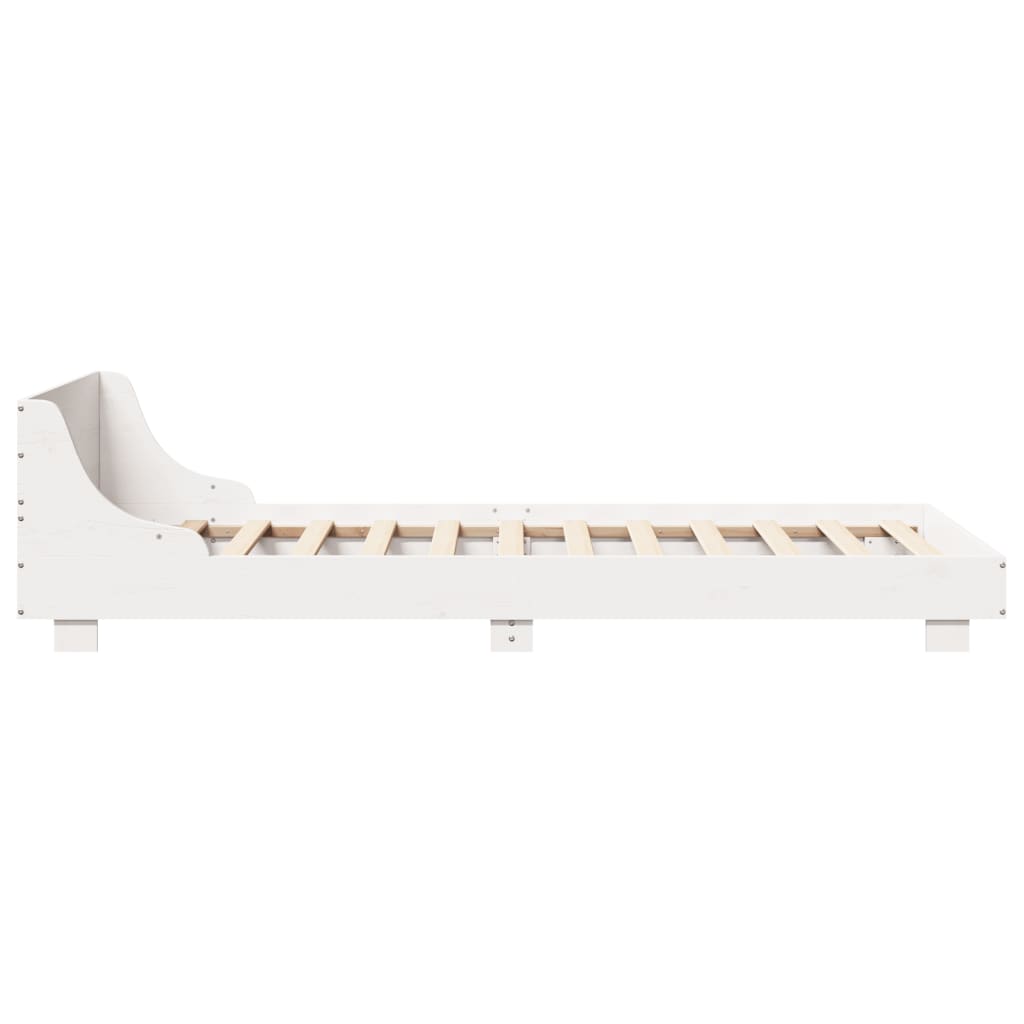 Cadre de lit sans matelas blanc 75x190 cm bois de pin massif