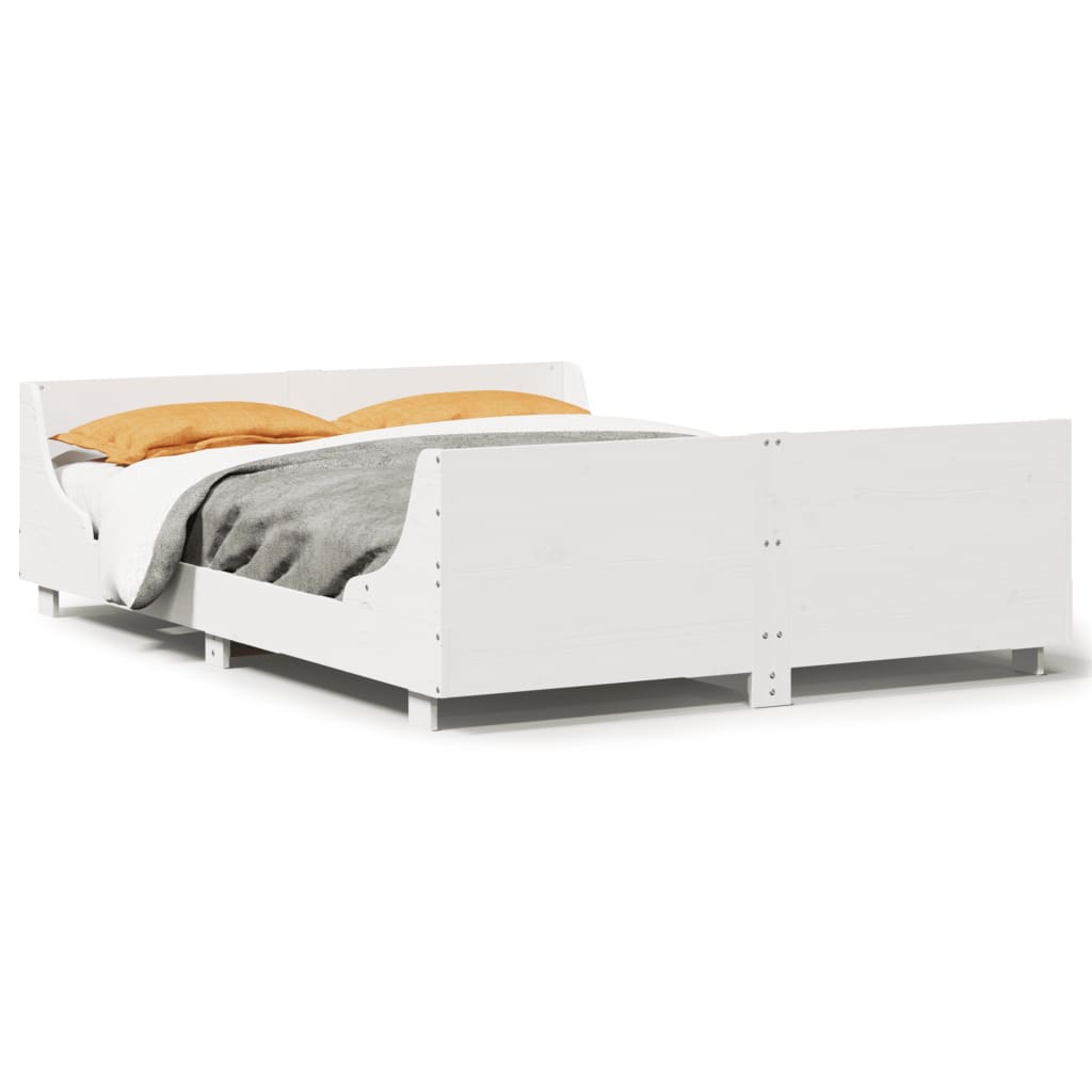 Cadre de lit sans matelas blanc 120x200 cm bois de pin massif