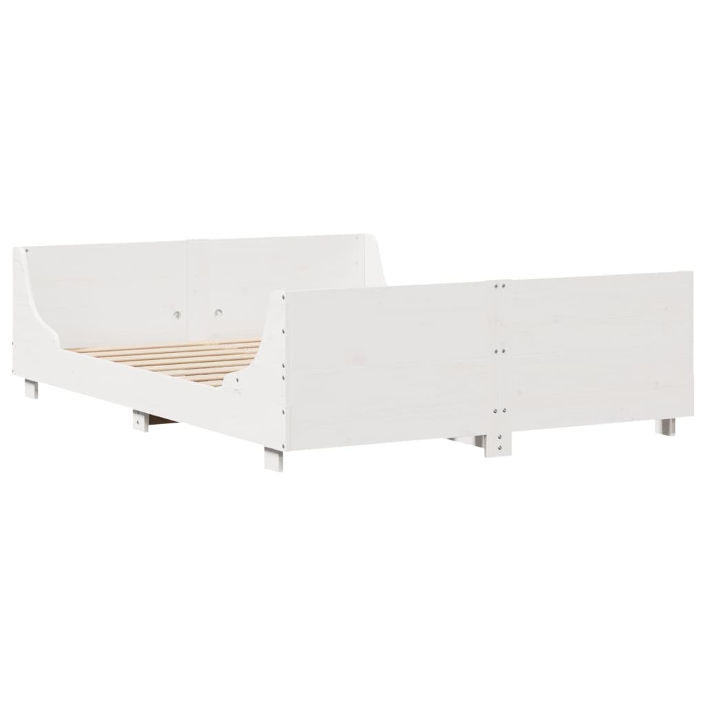 Cadre de lit sans matelas blanc 120x200 cm bois de pin massif