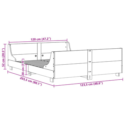 Cadre de lit sans matelas blanc 120x200 cm bois de pin massif