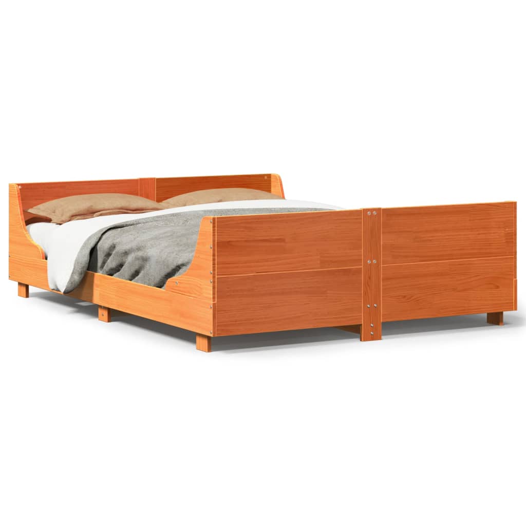 Cadre de lit sans matelas cire marron 120x200cm bois pin massif