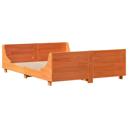 Cadre de lit sans matelas cire marron 120x200cm bois pin massif