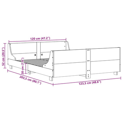 Cadre de lit sans matelas cire marron 120x200cm bois pin massif