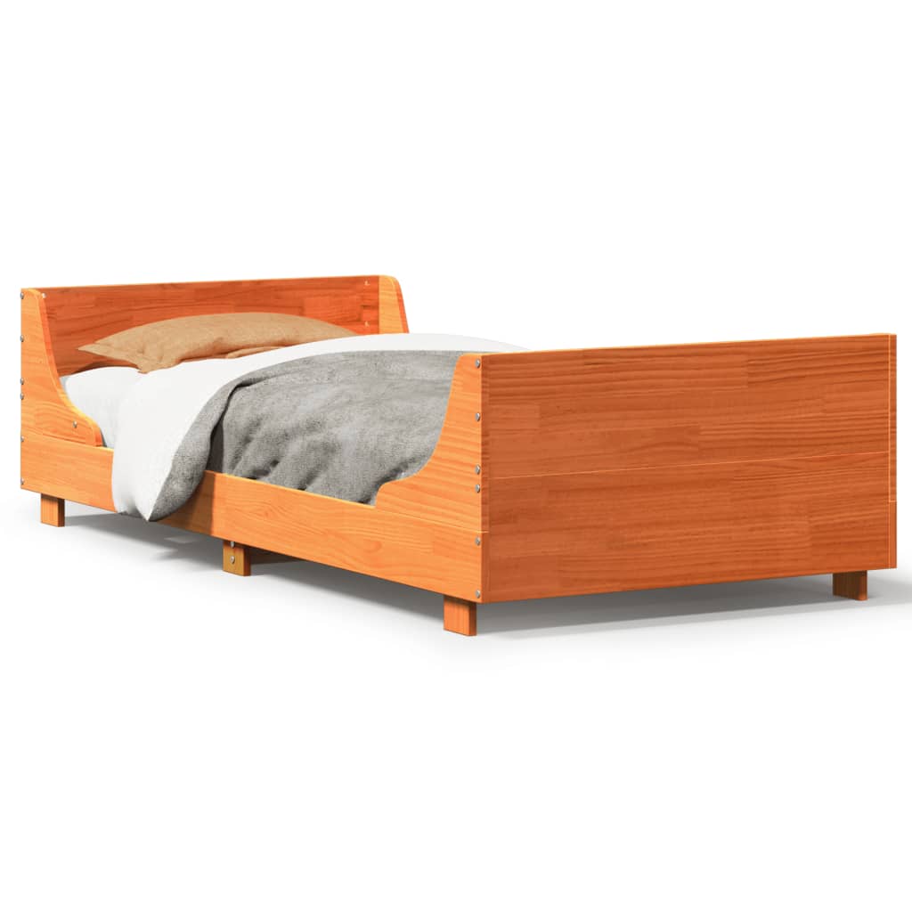 Cadre de lit sans matelas cire marron 100x200cm bois pin massif