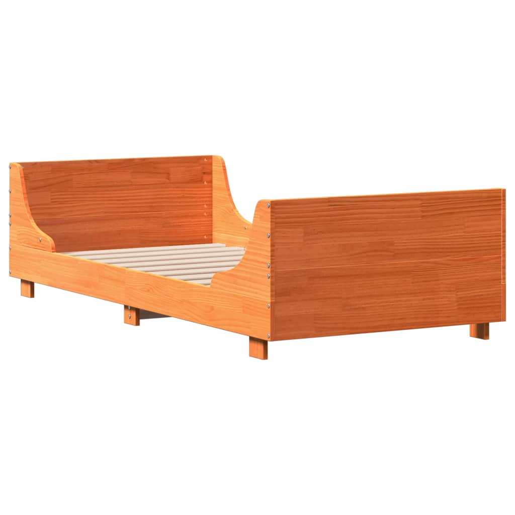 Cadre de lit sans matelas cire marron 100x200cm bois pin massif