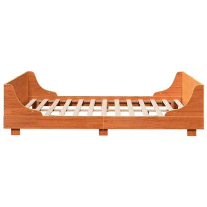 Cadre de lit sans matelas cire marron 120x190cm bois pin massif