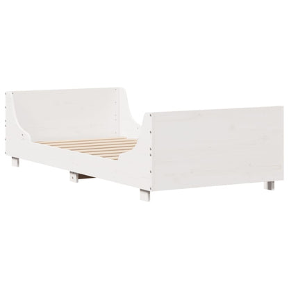 Cadre de lit sans matelas blanc 75x190 cm bois de pin massif