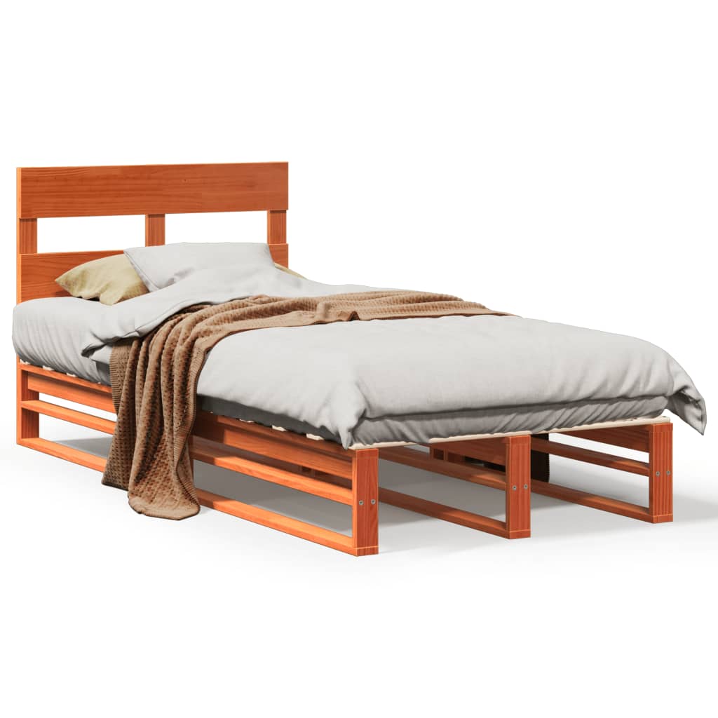 Cadre de lit sans matelas cire marron 90x200 cm bois pin massif