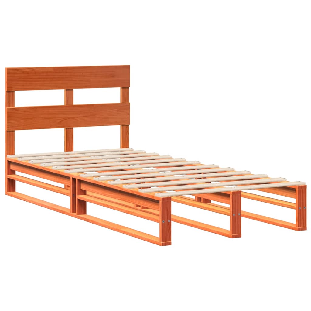 Cadre de lit sans matelas cire marron 90x200 cm bois pin massif