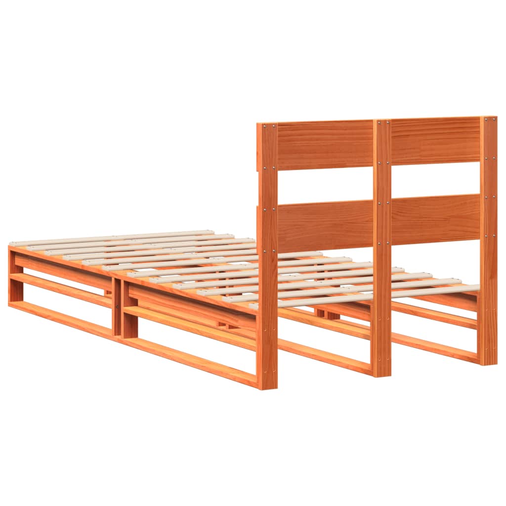 Cadre de lit sans matelas cire marron 90x200 cm bois pin massif