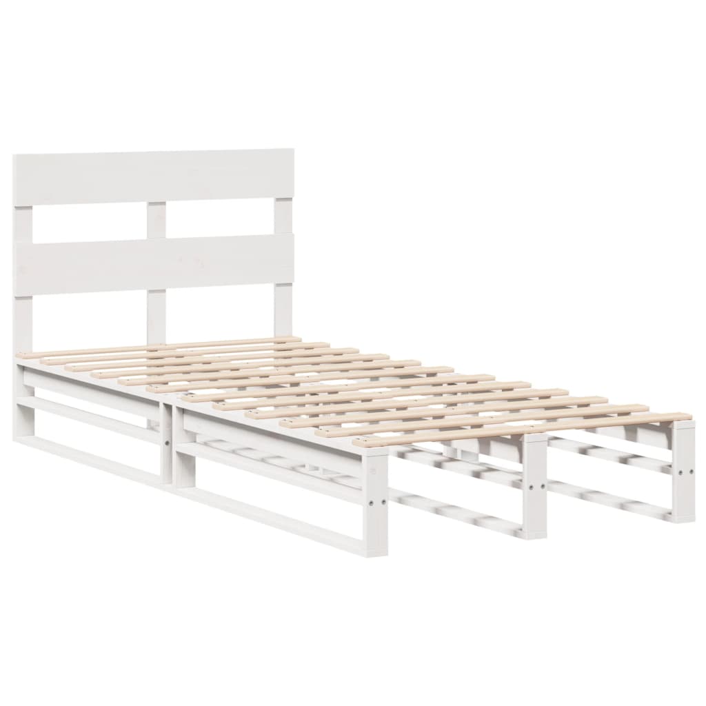 Cadre de lit sans matelas blanc 75x190 cm bois de pin massif