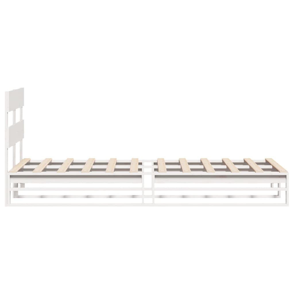 Cadre de lit sans matelas blanc 75x190 cm bois de pin massif