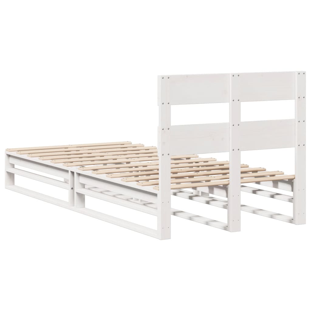 Cadre de lit sans matelas blanc 75x190 cm bois de pin massif