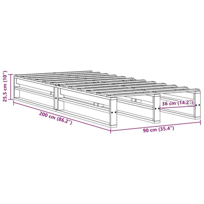 Cadre de lit sans matelas 90x200 cm bois de pin massif