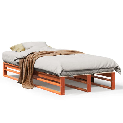 Cadre de lit sans matelas cire marron 90x200 cm bois pin massif