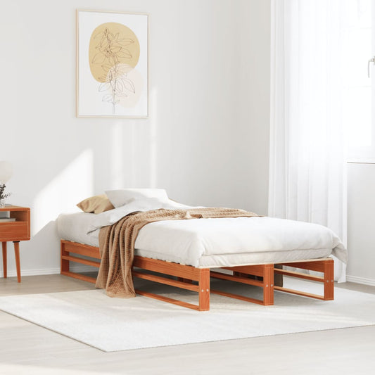 Cadre de lit sans matelas cire marron 90x200 cm bois pin massif