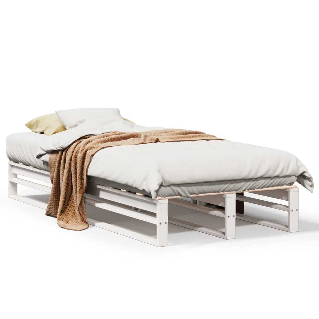 Cadre de lit sans matelas blanc 100x200 cm bois de pin massif