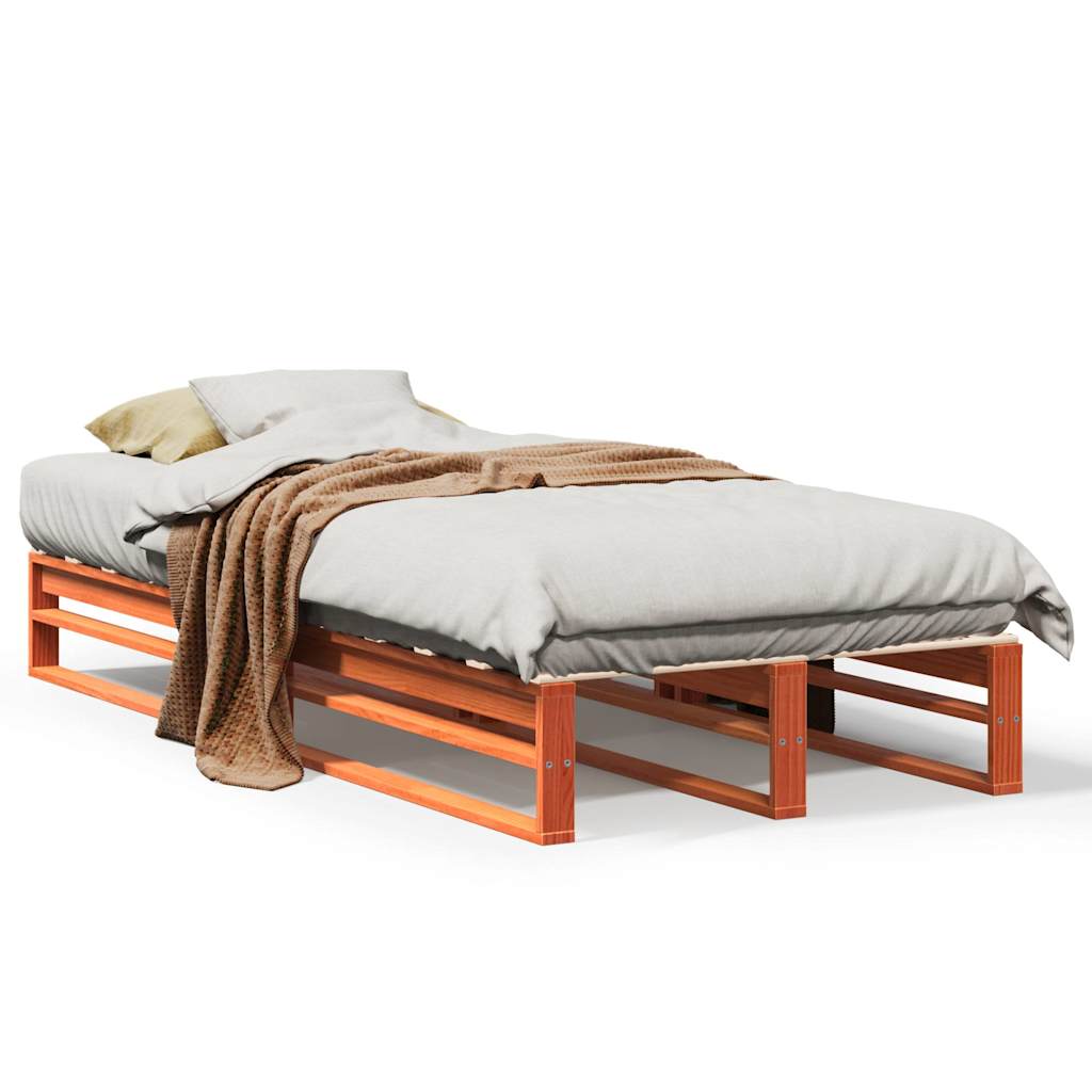 Cadre de lit sans matelas cire marron 100x200cm bois pin massif