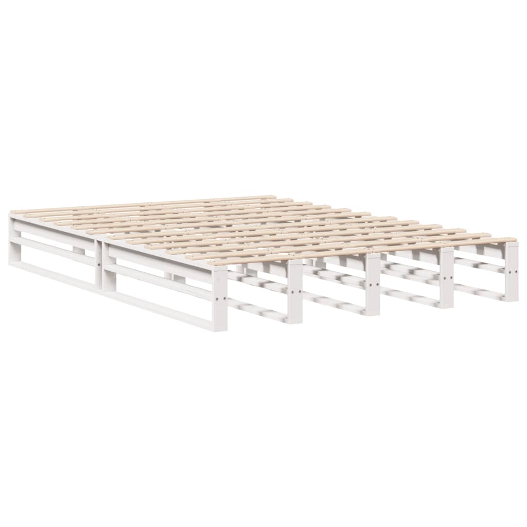 Cadre de lit sans matelas blanc 120x200 cm bois de pin massif