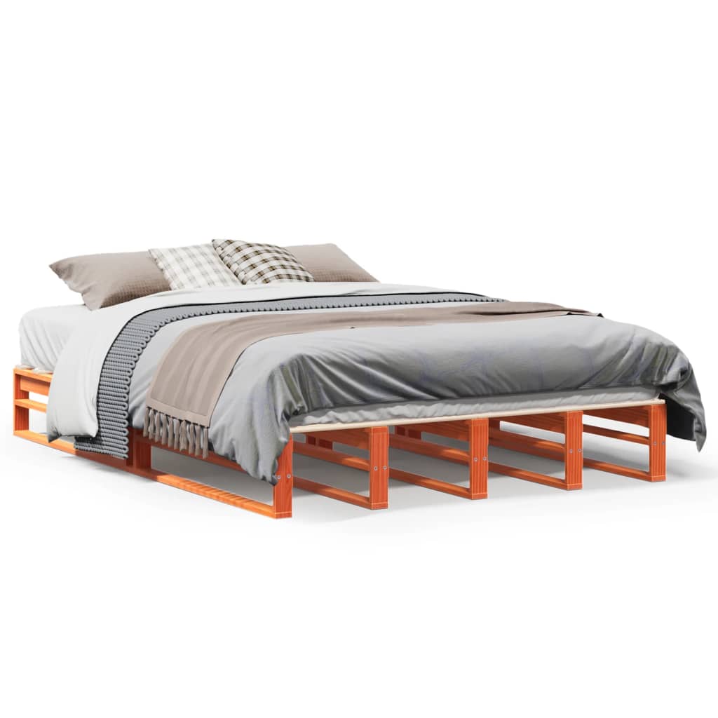 Cadre de lit sans matelas cire marron 120x200cm bois pin massif