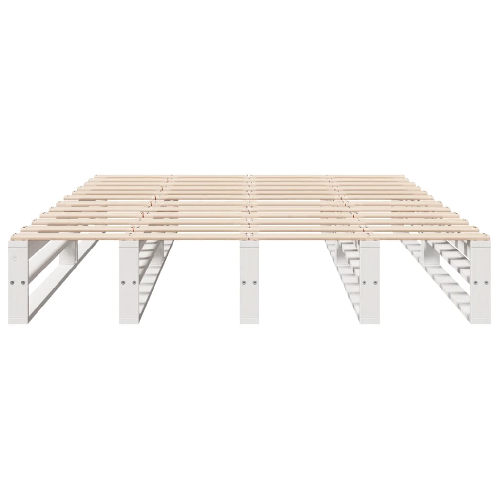 Cadre de lit sans matelas blanc 140x200 cm bois de pin massif