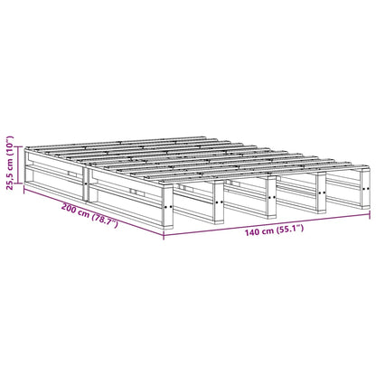 Cadre de lit sans matelas cire marron 140x200cm bois pin massif