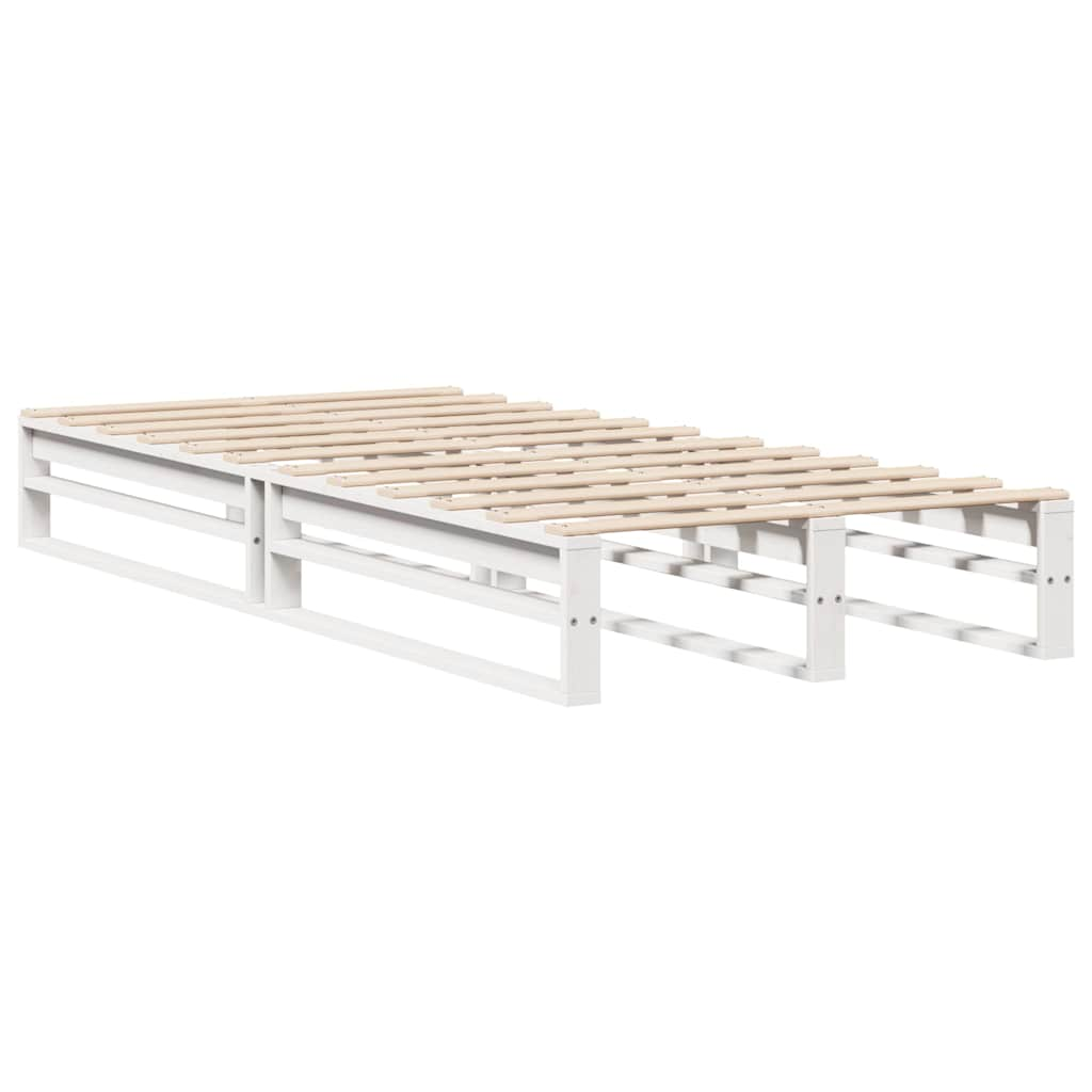 Cadre de lit sans matelas blanc 75x190 cm bois de pin massif