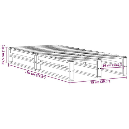 Cadre de lit sans matelas blanc 75x190 cm bois de pin massif