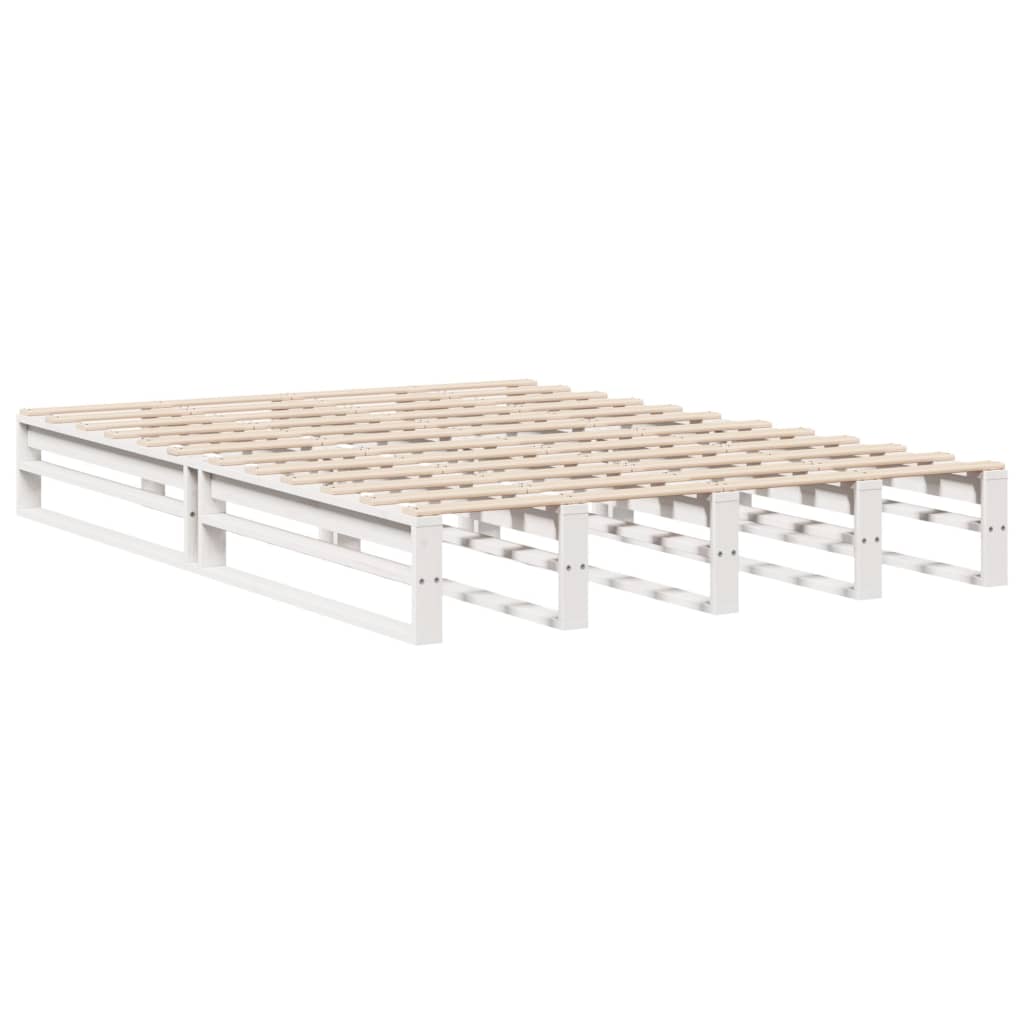 Cadre de lit sans matelas blanc 120x190 cm bois de pin massif