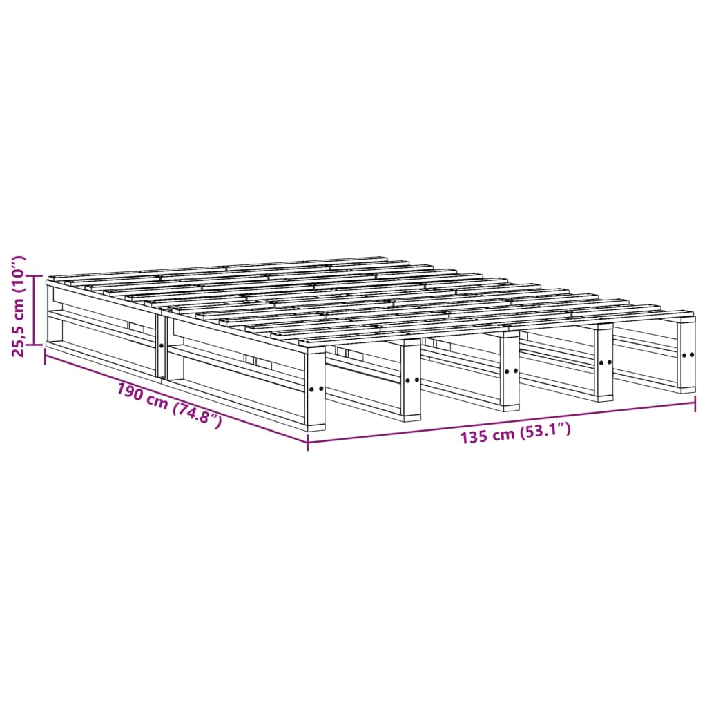 Cadre de lit sans matelas 135x190 cm bois de pin massif