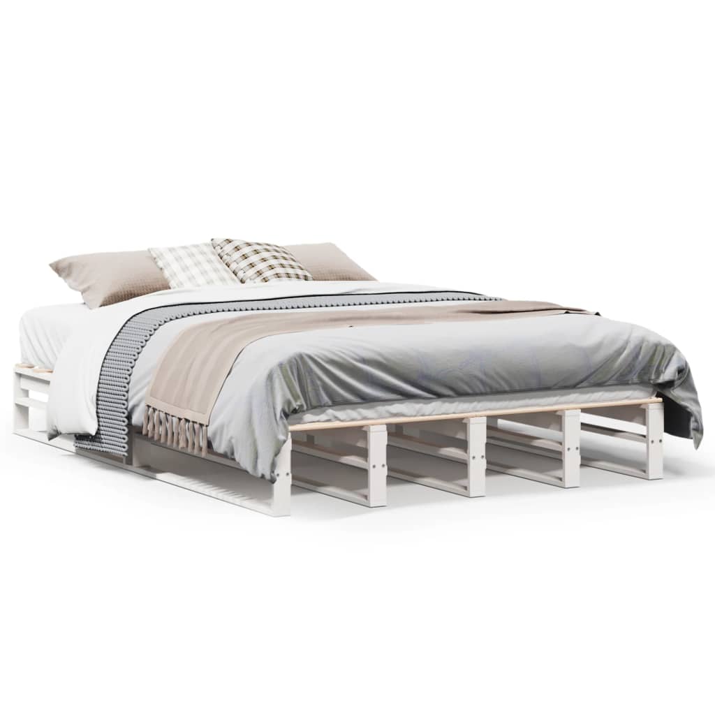 Cadre de lit sans matelas blanc 135x190 cm bois de pin massif