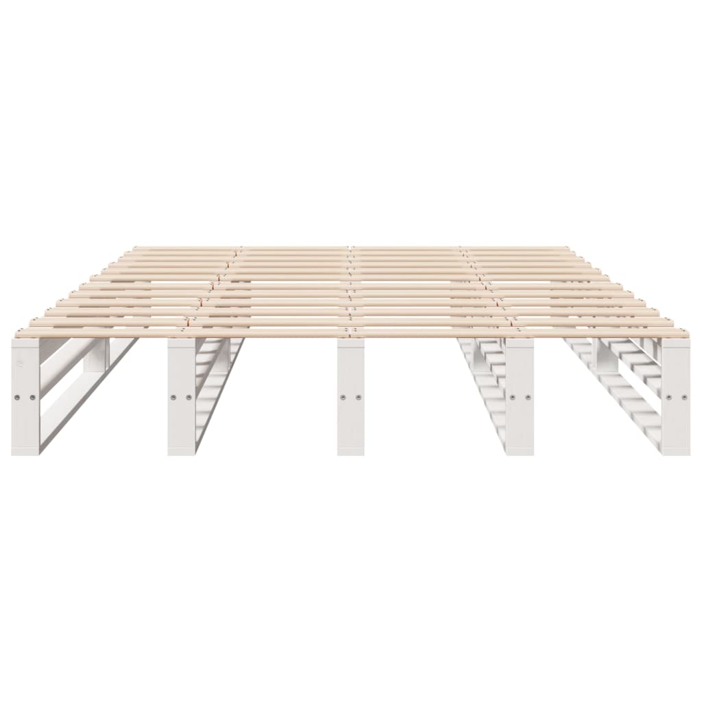 Cadre de lit sans matelas blanc 135x190 cm bois de pin massif