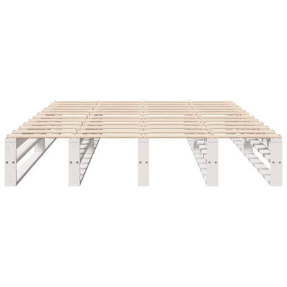 Cadre de lit sans matelas blanc 135x190 cm bois de pin massif