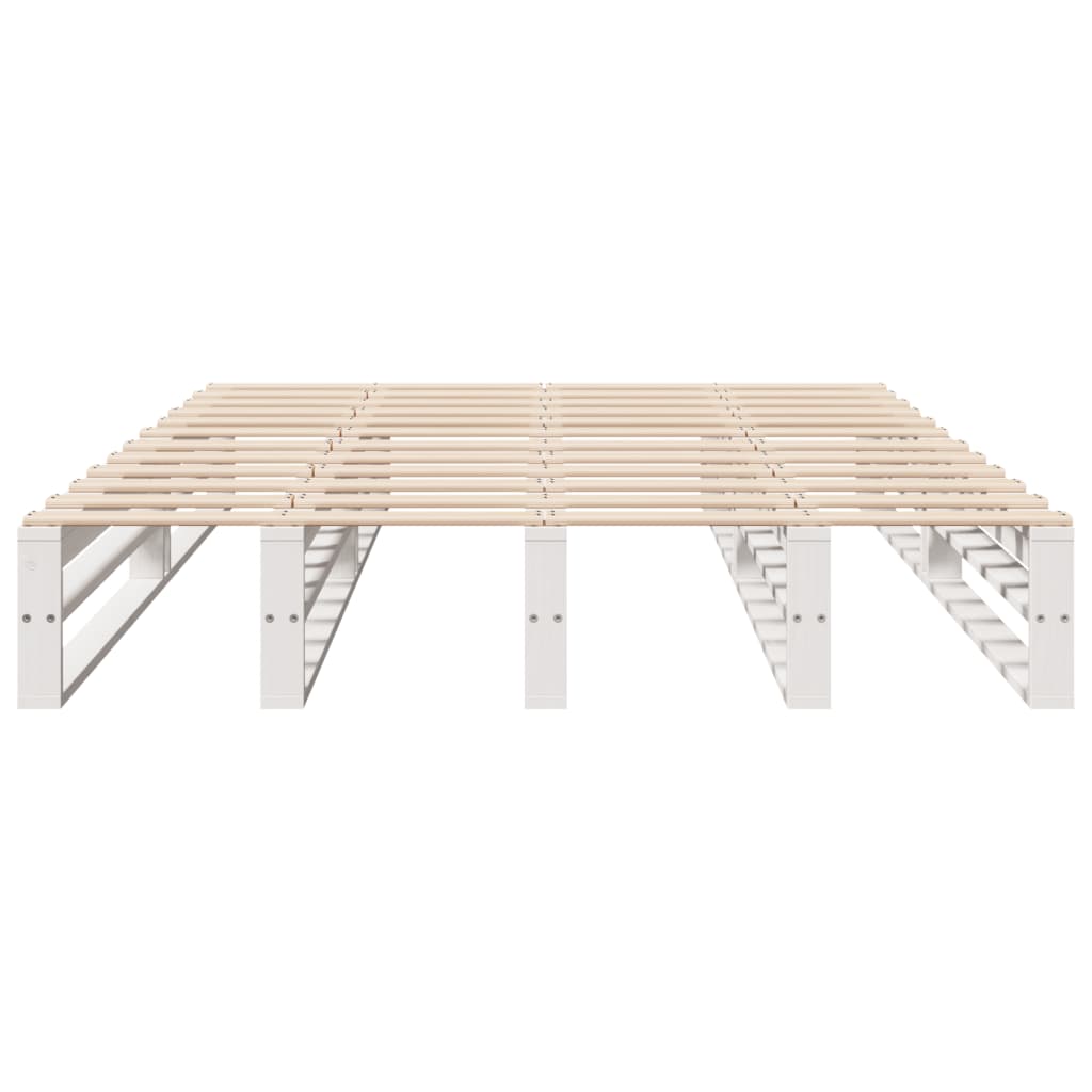 Cadre de lit sans matelas blanc 140x190 cm bois de pin massif