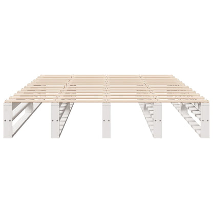 Cadre de lit sans matelas blanc 140x190 cm bois de pin massif