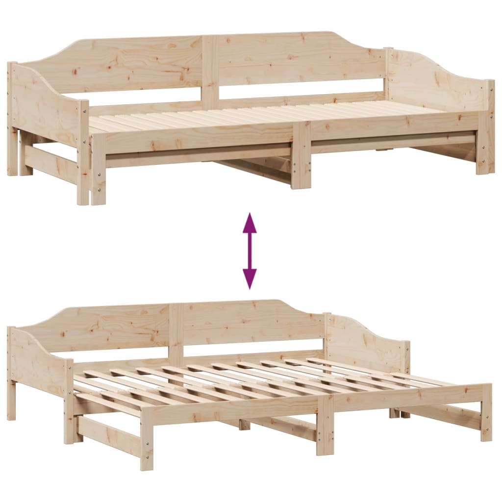 Lit de jour et lit gigogne sans matelas 90x200 cm bois massif